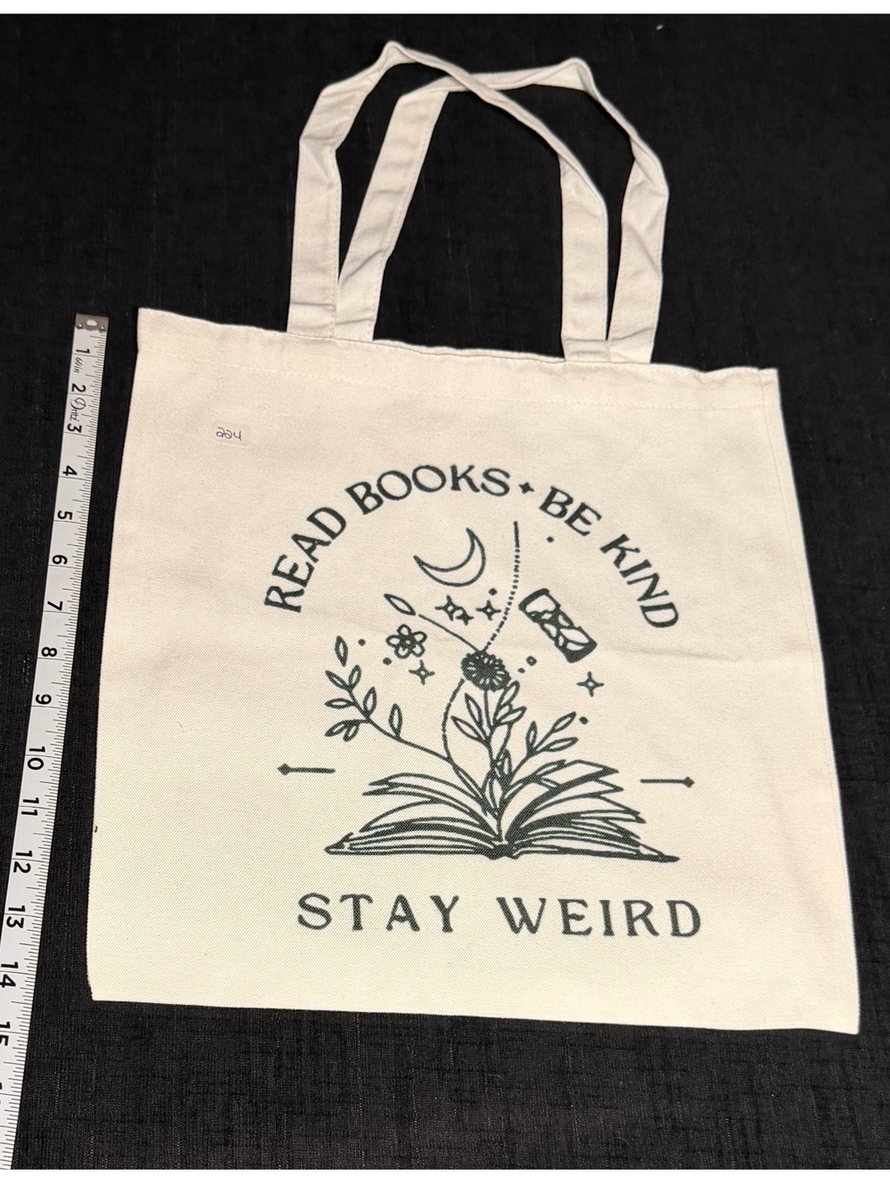 Canvas Tote Bag with Inspirational Book Design - Read Books, Be Kind, Stay Weird